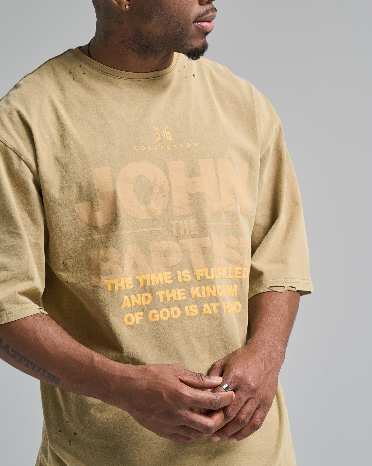 3:16 Collection T-Shirt John The Baptist Oversized Tee - Olive