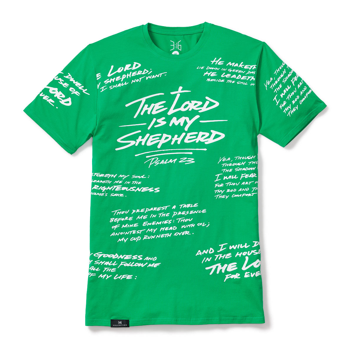 3:16 Collection T-Shirt Psalm 23 - All Over Tee - Limited Edition - Nigeria Green