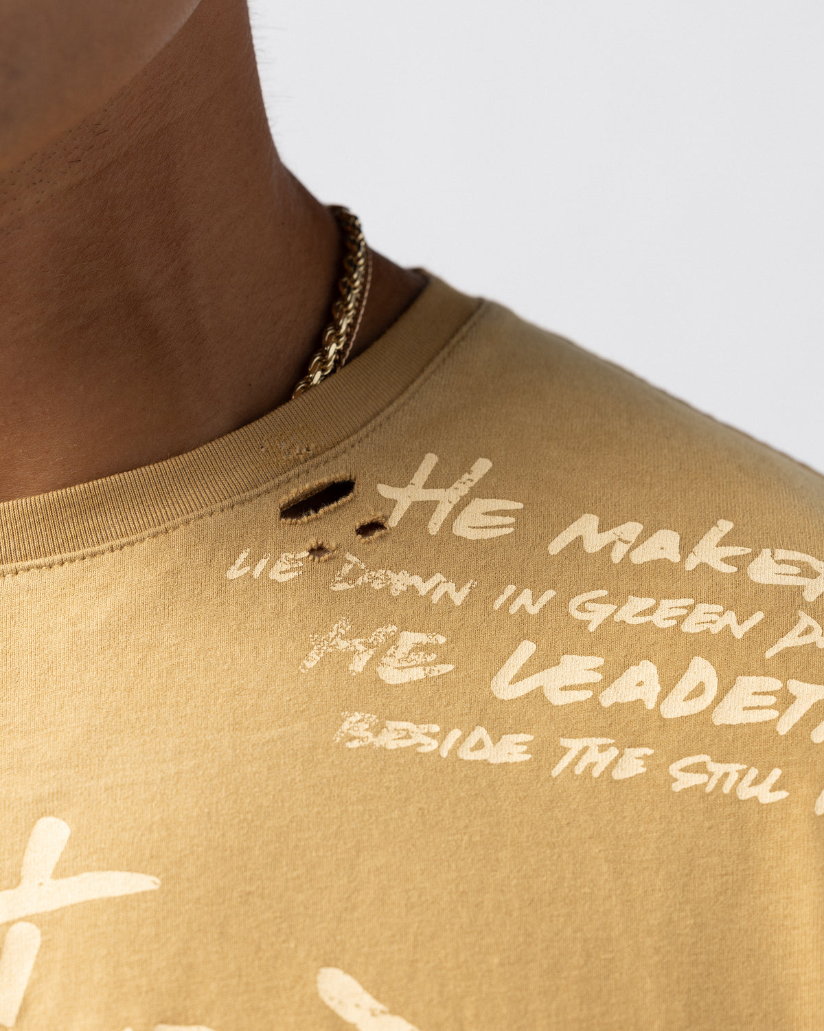 Psalm 23 Distressed Oversized Tee - Italian Clay