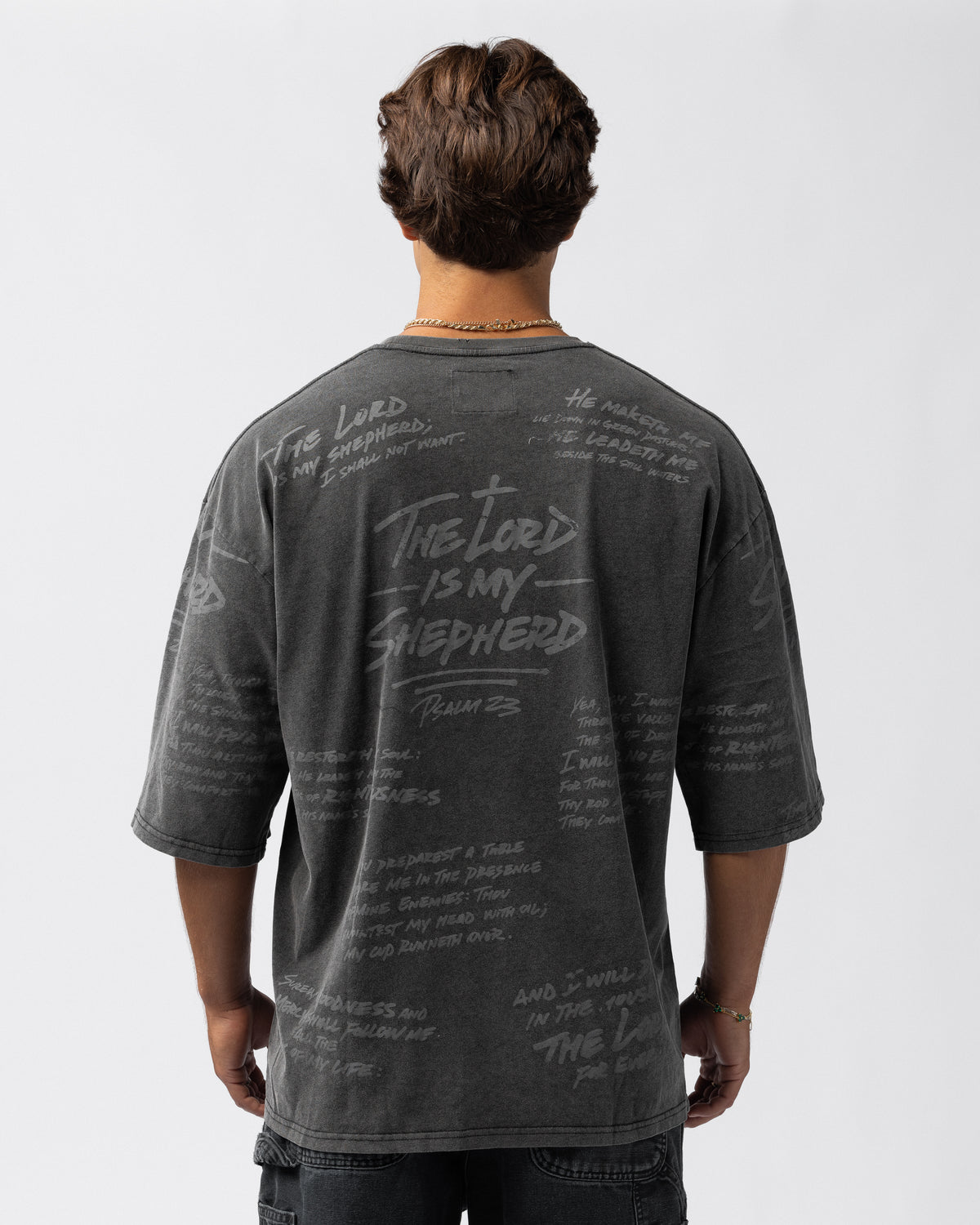 316collection Lux Psalm 23 Distressed Oversized Tee - Black