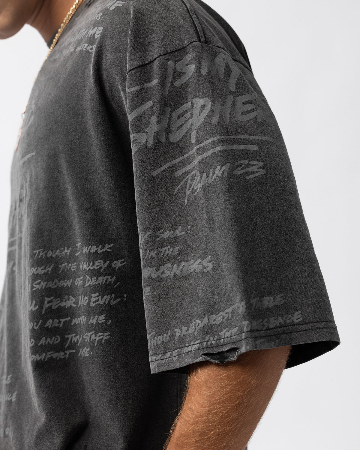 316collection Lux Psalm 23 Distressed Oversized Tee - Black