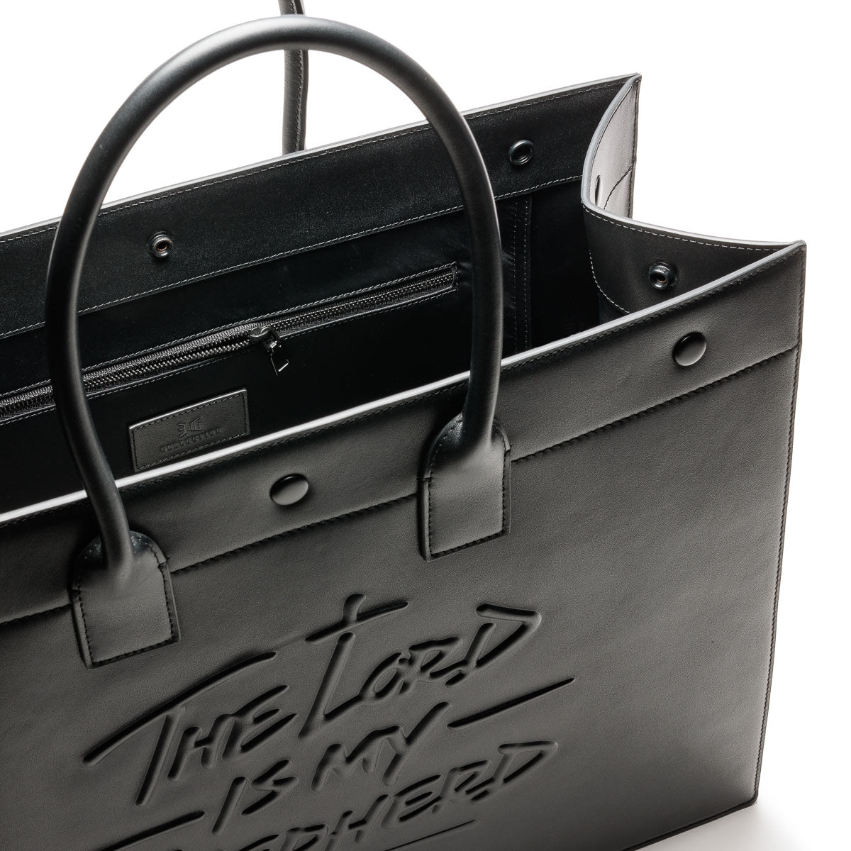 316collection Psalm 23 Large Tote Genuine Leather - Black