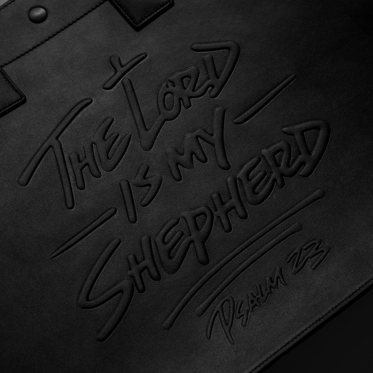 316collection Psalm 23 Large Tote Genuine Leather - Black