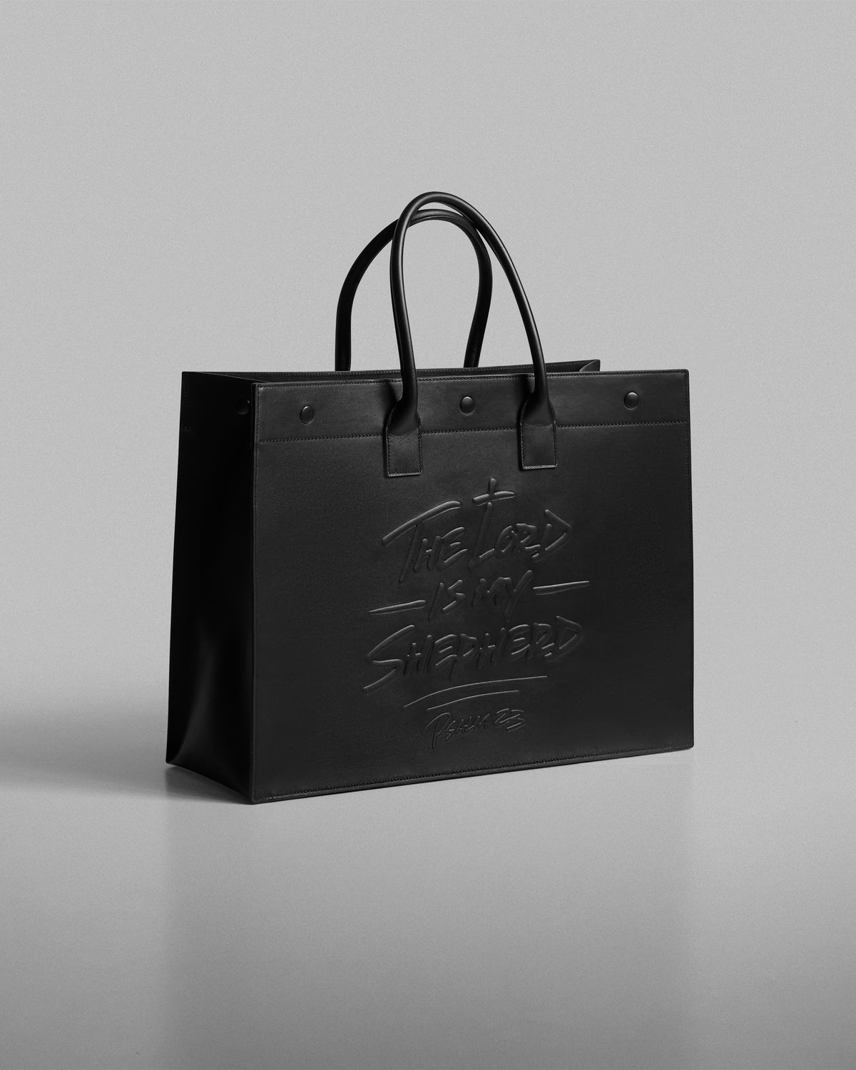 316collection Psalm 23 Large Tote Genuine Leather - Black