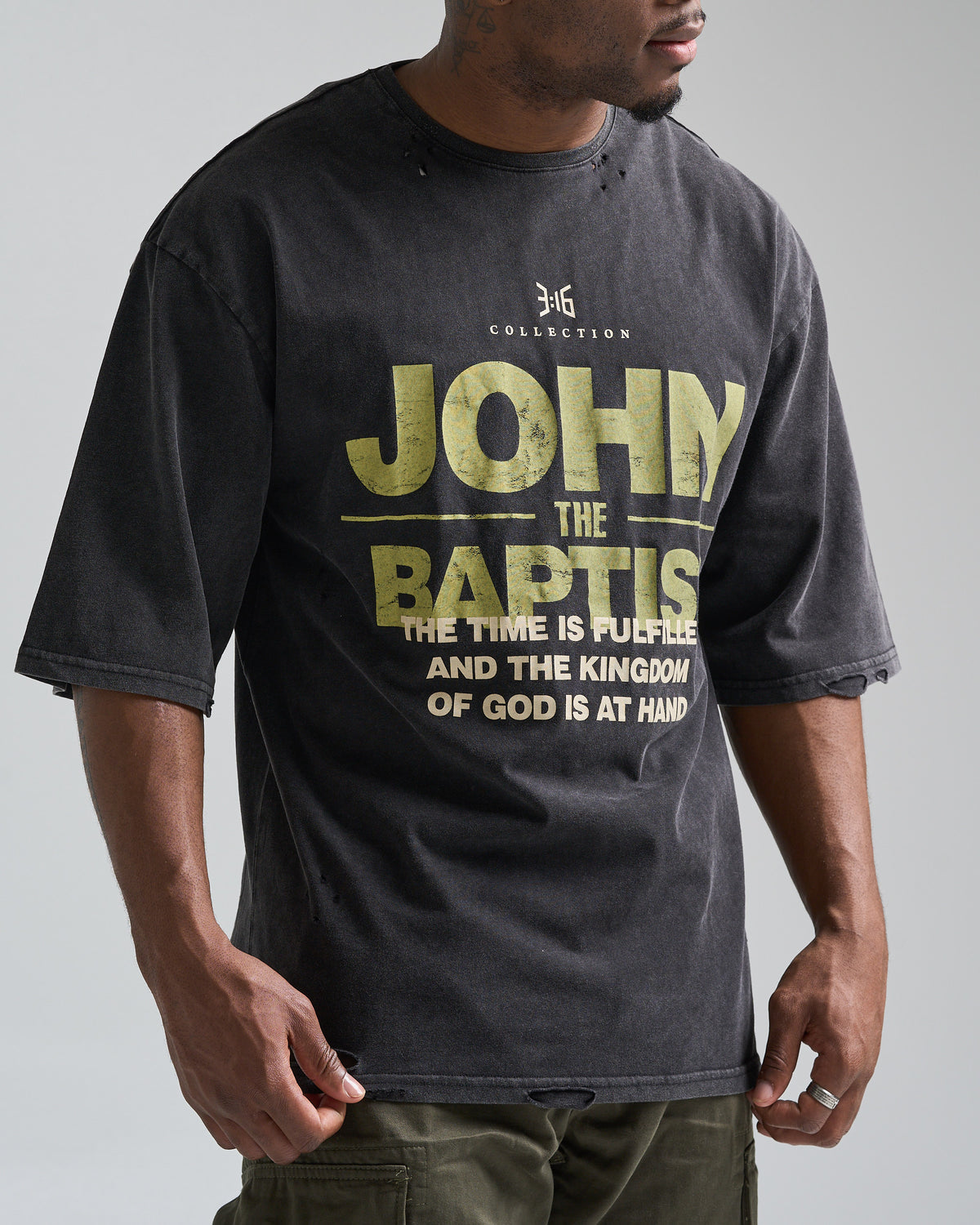 316collection T-Shirt John The Baptist Oversized Tee - Black