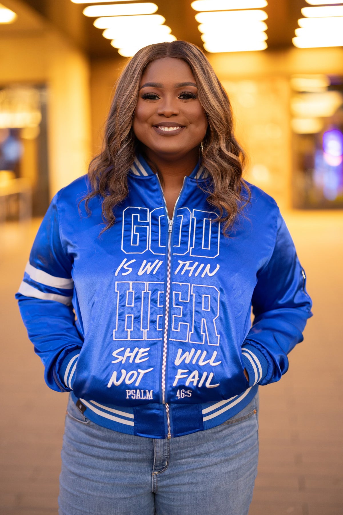 WITHIN HER - WOMEN&#39;S BOMBER JACKET - ROYAL BLUE (Limited Edition)