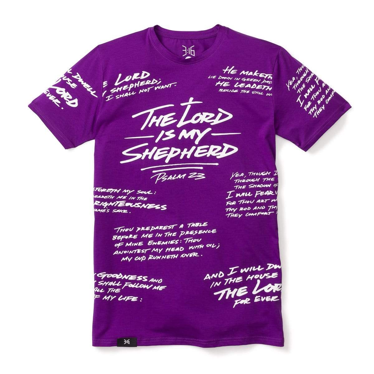 3:16 Collection T-Shirt XS Psalm 23 - All Over Tee -  Purple