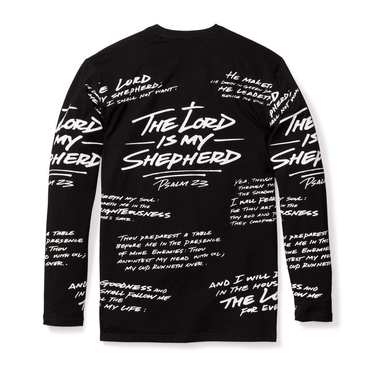 316collection T-Shirt PSALM 23 - ALL OVER PREMIUM TEE - LONG SLEEVE - BLACK/WHITE