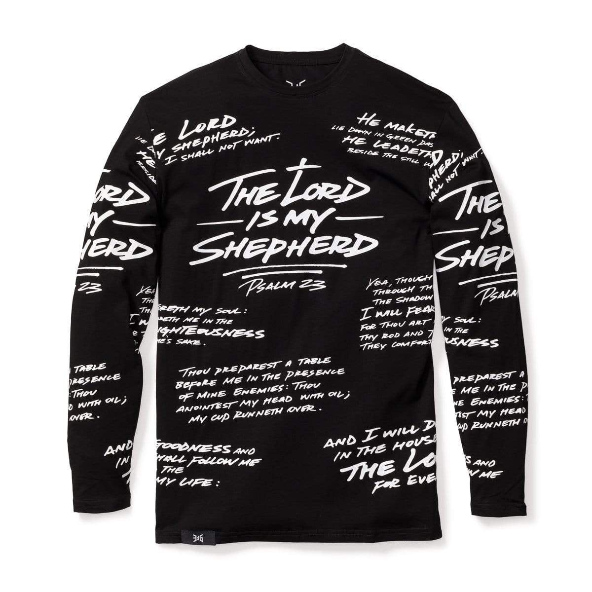 316collection T-Shirt XS PSALM 23 - ALL OVER LONG SLEEVE - BLACK/WHITE