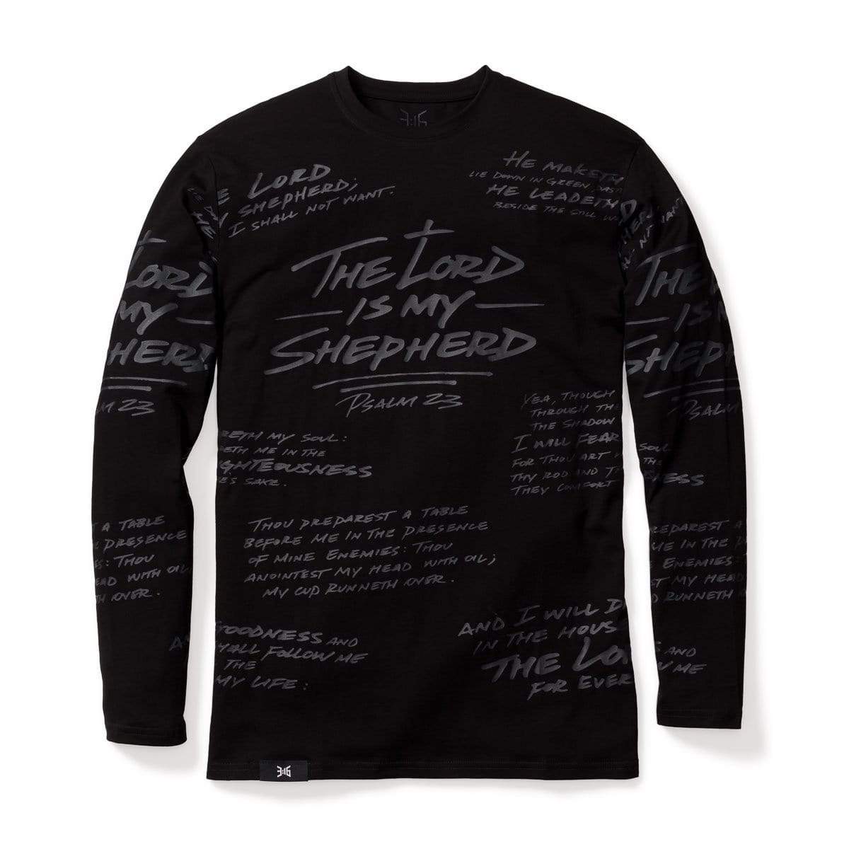 316collection T-Shirt XS PSALM 23 - ALL OVER PREMIUM TEE - LONG SLEEVE - BLACKOUT EDITION